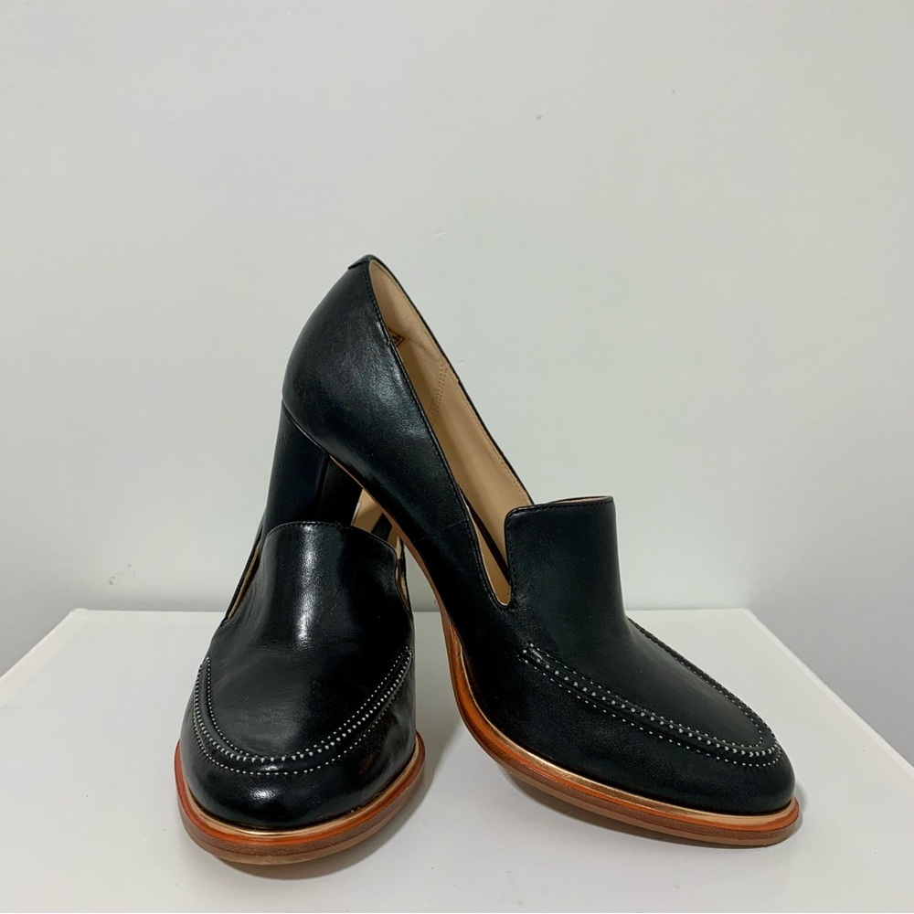 Clarks Black Heeled Loafers